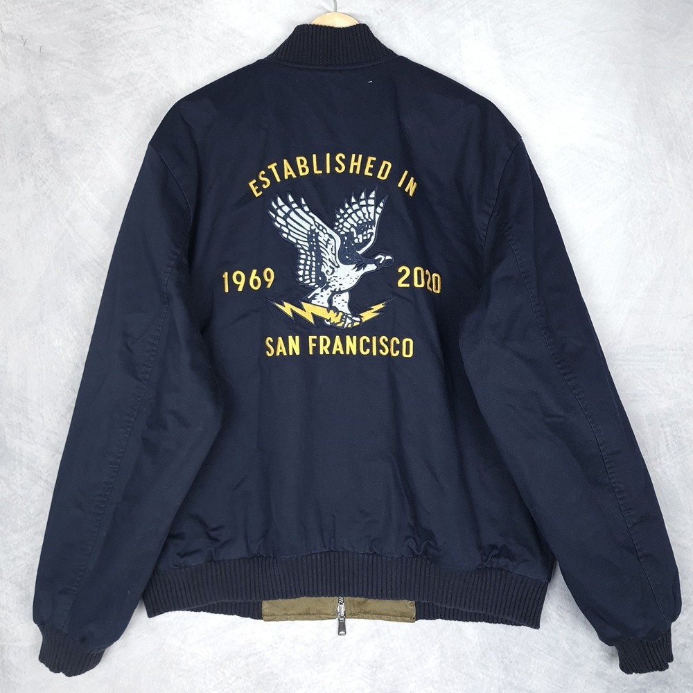 Gap Reversible Bomber Jacket Mens Large Embroidered San Francisco Bay Area
